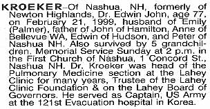 Boston Globe short obituary